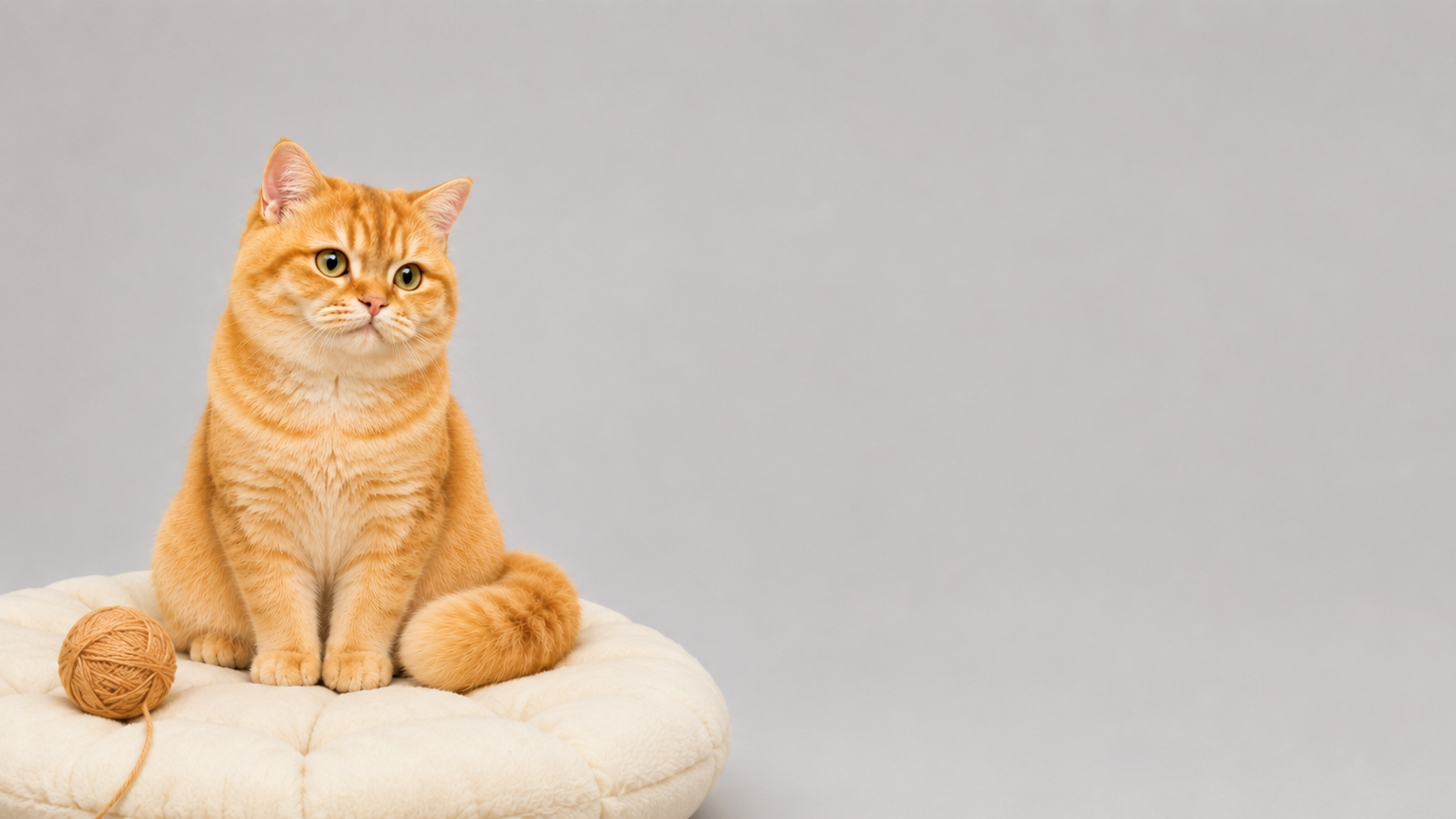 橘猫坐在柔软垫子上