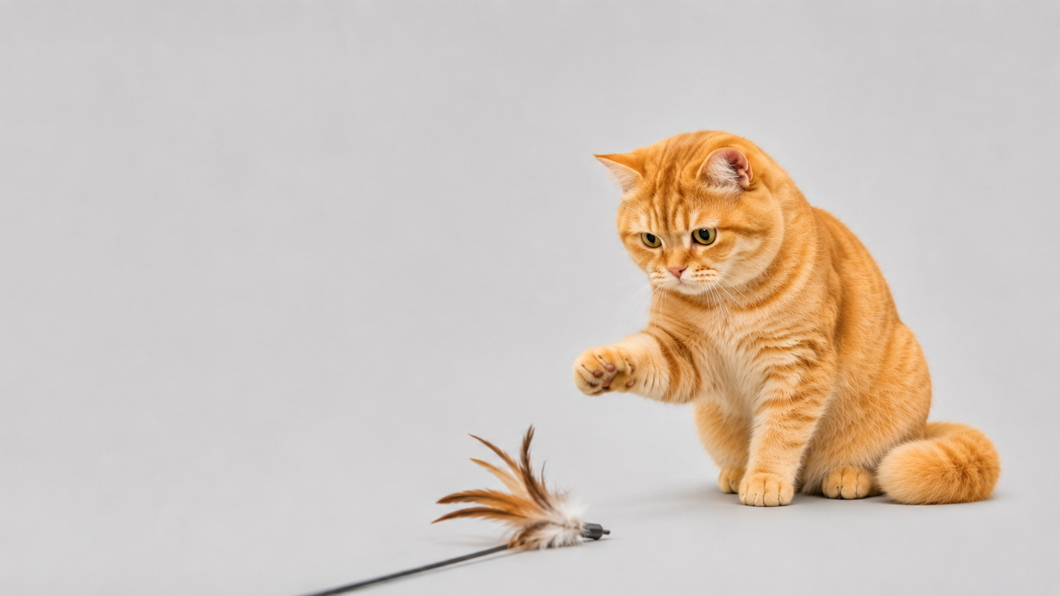橘猫伸爪碰逗猫棒